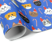 Schattigee kerstkat met patroon cadeaupapier (Rol Hoek)