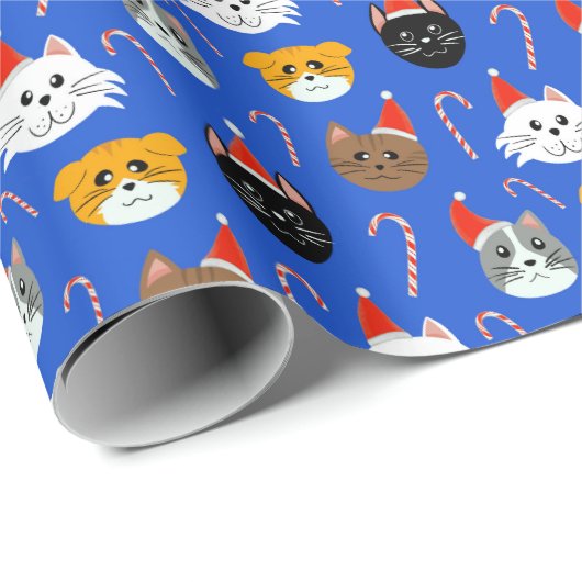 Schattigee kerstkat met patroon cadeaupapier (Rol Hoek)