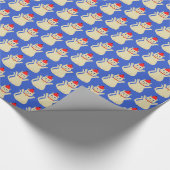 Schattigee kerstkat met patroon cadeaupapier (Hoek)