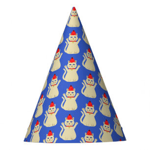 Schattigee kerstkat met patroon feesthoedjes