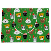 Schattigee kerstkat met patroon groot cadeauzakje (Voorkant)