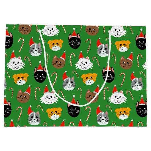 Schattigee kerstkat met patroon groot cadeauzakje (Achterkant)