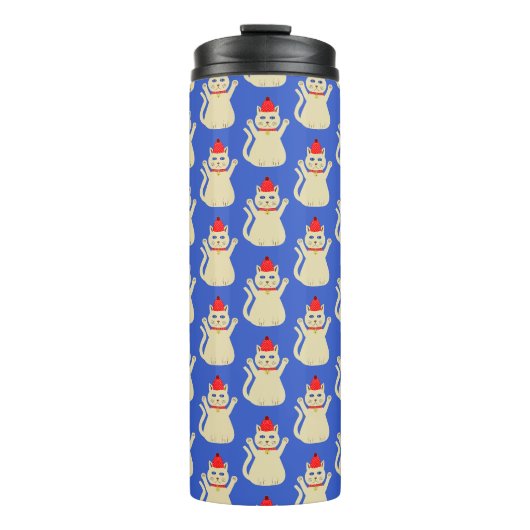Schattigee kerstkat met patroon thermosbeker (Voorkant)