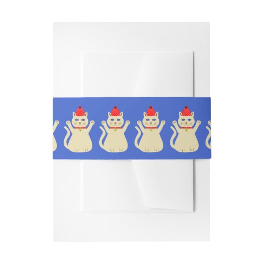 Schattigee kerstkat met patroon uitnodigingen wikkel (Voorkant Voorbeeld)