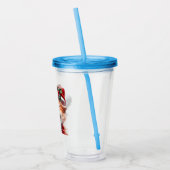 Schattigee Kerstkat met Santa Hat en Bow Stropdas Acryl Drinkbeker (Links)