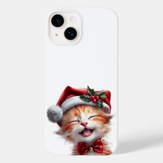 Schattigee Kerstkat met Santa Hat en Bow Stropdas Case-Mate iPhone Case (Achterkant)