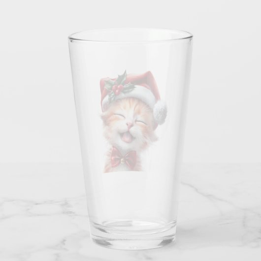 Schattigee Kerstkat met Santa Hat en Bow Stropdas Glas (Achterkant)