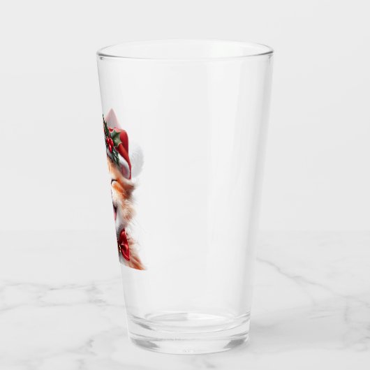 Schattigee Kerstkat met Santa Hat en Bow Stropdas Glas (Links)