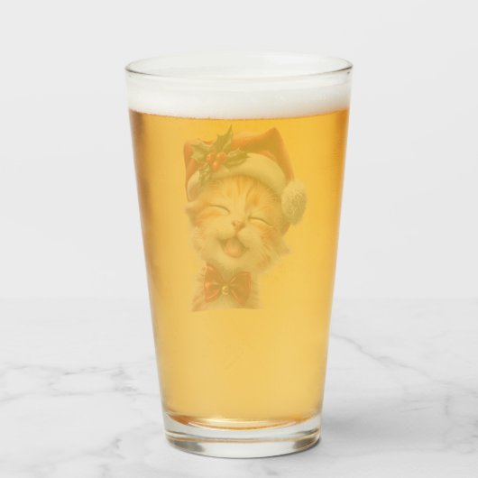 Schattigee Kerstkat met Santa Hat en Bow Stropdas Glas (Achterkant gevuld)