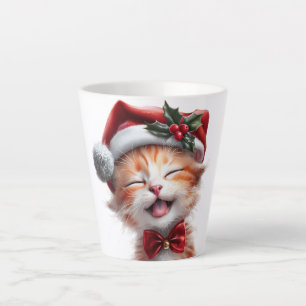 Schattigee Kerstkat met Santa Hat en Bow Stropdas Latte Mok