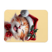 Schattigee Kerstkat met Santa Hat en Bow Stropdas Magneet (Horizontaal)
