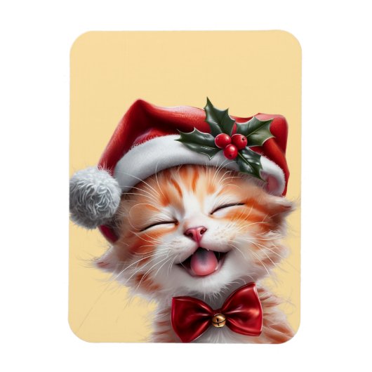 Schattigee Kerstkat met Santa Hat en Bow Stropdas Magneet (Verticaal)