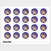 Schattigee Kerstkat met Santa Hat en Bow Stropdas Ronde Sticker (Vel)