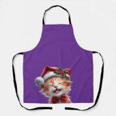Schattigee Kerstkat met Santa Hat en Bow Stropdas Schort (Voorkant)