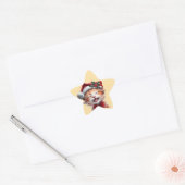 Schattigee Kerstkat met Santa Hat en Bow Stropdas Ster Sticker (Envelop)