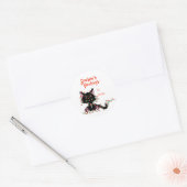 Schattigee kerstkat naar van vakantiegeschenk ronde sticker (Envelop)