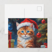 Schattigee kerstkat, Ornamenten Feestdagenkaart (Voorkant / Achterkant)