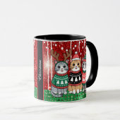 Schattigee kerstkatten gepersonaliseerde naam mok (Voorkant rechts)