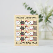 Schattigee kerstkatten gezichten Meowy Christmas Briefkaart (Staand voorkant)
