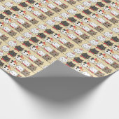 Schattigee kerstkatten gezichten Meowy Christmas Cadeaupapier (Hoek)