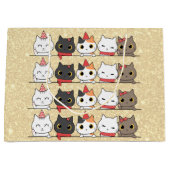 Schattigee kerstkatten gezichten Meowy Christmas Groot Cadeauzakje (Voorkant)