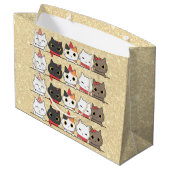 Schattigee kerstkatten gezichten Meowy Christmas Groot Cadeauzakje (Achterkant Gekanteld)