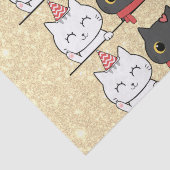 Schattigee kerstkatten gezichten Meowy Christmas Tissuepapier (Detail)