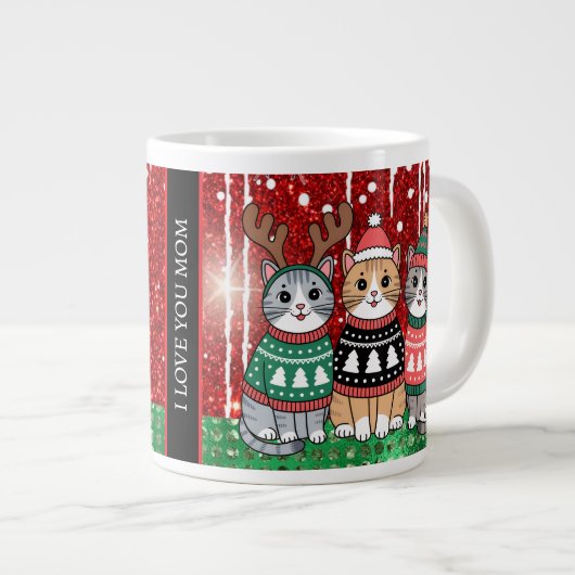 Schattigee kerstkatten Ik hou van je, mama Grote Koffiekop (Voorkant rechts)