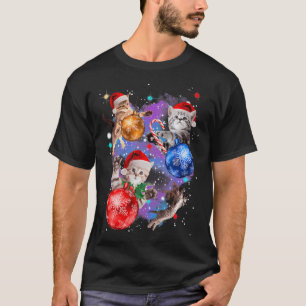 Schattigee kerstkatten in de ruimte Ornamenten T-shirt