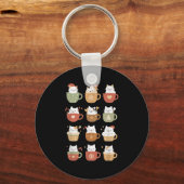 Schattigee Kerstkatten in Koffie C Kitten Santa Ca Sleutelhanger (Voorkant)
