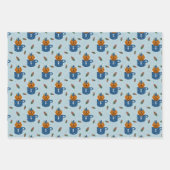 Schattigee kerstkatten in winterbreien blauw inpakpapier vel (Voorkant 2)