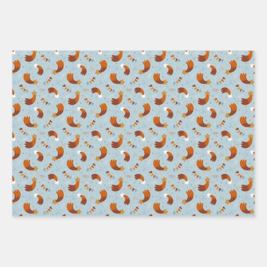 Schattigee kerstkatten in winterbreien lichtblauw inpakpapier vel (Voorkant 3)