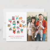 Schattigee Kerstkatten Meowy Kerstfoto Feestdagenkaart (Voorkant)