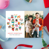 Schattigee Kerstkatten Meowy Kerstfoto Feestdagenkaart