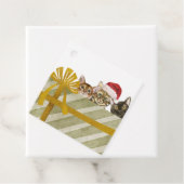 Schattigee kerstkatten met een Cadeau Cadeau Label (In situ)