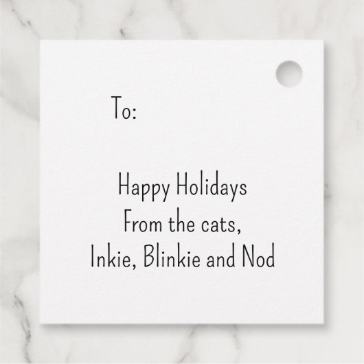 Schattigee kerstkatten met een Cadeau Cadeau Label (Achterkant)