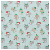 Schattigee kerstkatten op lichtblauw stof (Swatch)