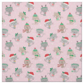 Schattigee kerstkatten op lichtroze stof (Swatch)