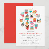 Schattigee kerstkatten Virtual Holiday Party Kaart (Voorkant / Achterkant)