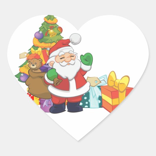 Schattigee kerstkerstboom hart sticker (Voorkant)