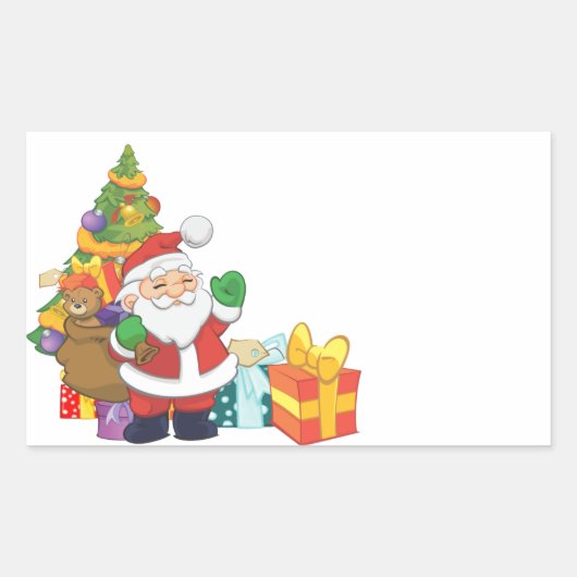 Schattigee kerstkerstboom rechthoekige sticker (Voorkant)