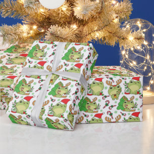 Schattigee Kerstkikker Kawaii Animal Cadeaupapier