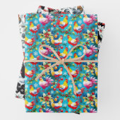 Schattigee kerstkippen inpakpapier vel (In situ)