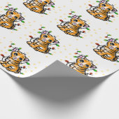 Schattigee kerstkitten tijger cadeaupapier (Hoek)