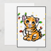 Schattigee kerstkitten tijger feestdagenkaart (Voorkant / Achterkant)