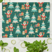 Schattigee kerstkleurrijke kerstscène vibe theedoek (Gevouwen)