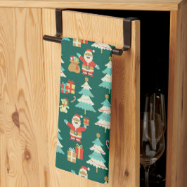 Schattigee kerstkleurrijke kerstscène vibe theedoek