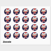Schattigee kerstknop met kerstmuts- vogel & tekst ronde sticker (Vel)