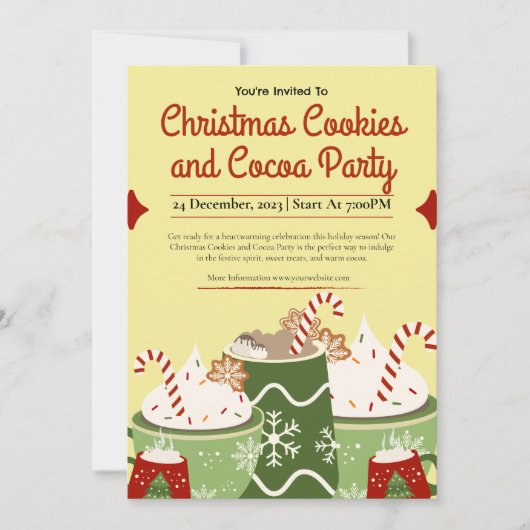 Schattigee kerstkoekjes en cacaopartij kaart (Voorkant)