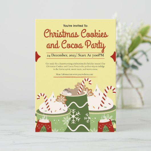 Schattigee kerstkoekjes en cacaopartij kaart (Staand voorkant)